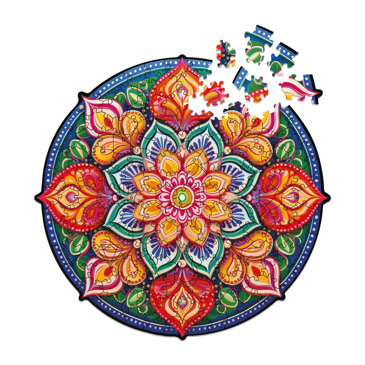 Milwood medinė dėlionė - Mandala full of green seeds (150 detalių)