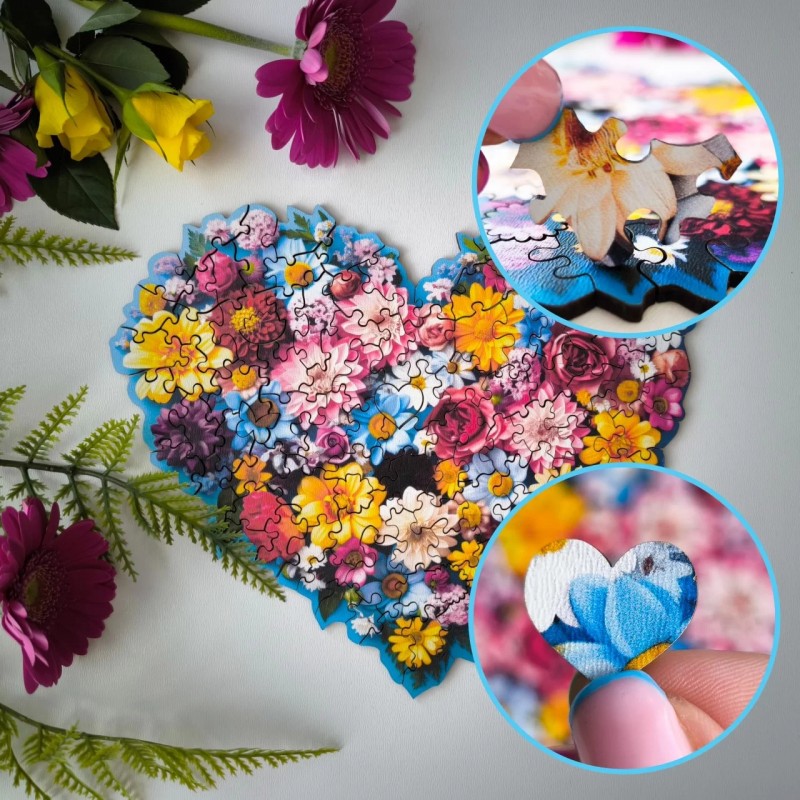 Milwood Medinė dėlionė - Floral Heart (100 detalių)