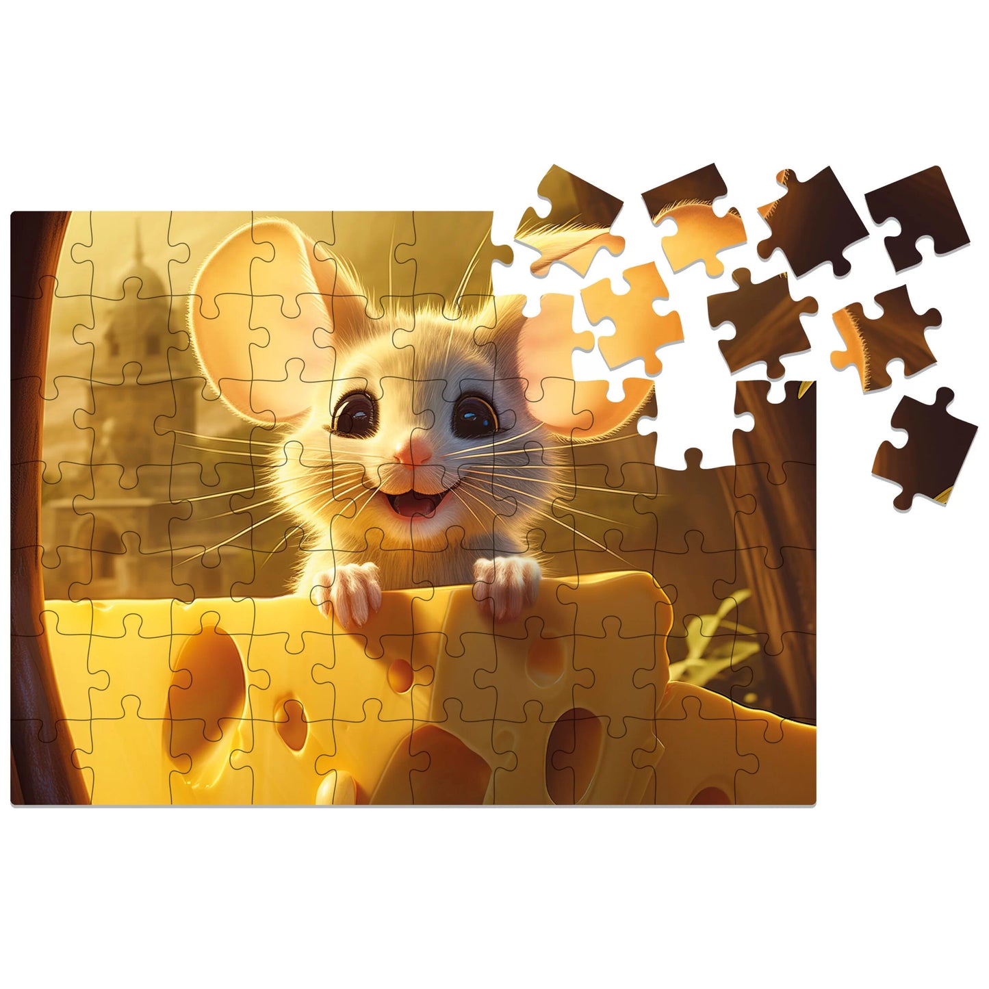 Milwood medinė dėlionė - Mouse with Cheese (70 detalių)