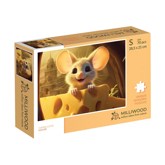Milwood medinė dėlionė - Mouse with Cheese (70 detalių)