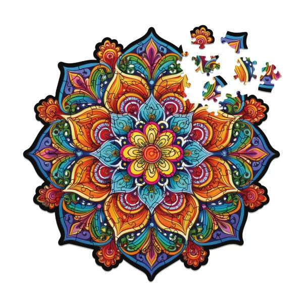 Milwood medinė dėlionė - Mandala with orange swirls (100 detalių)