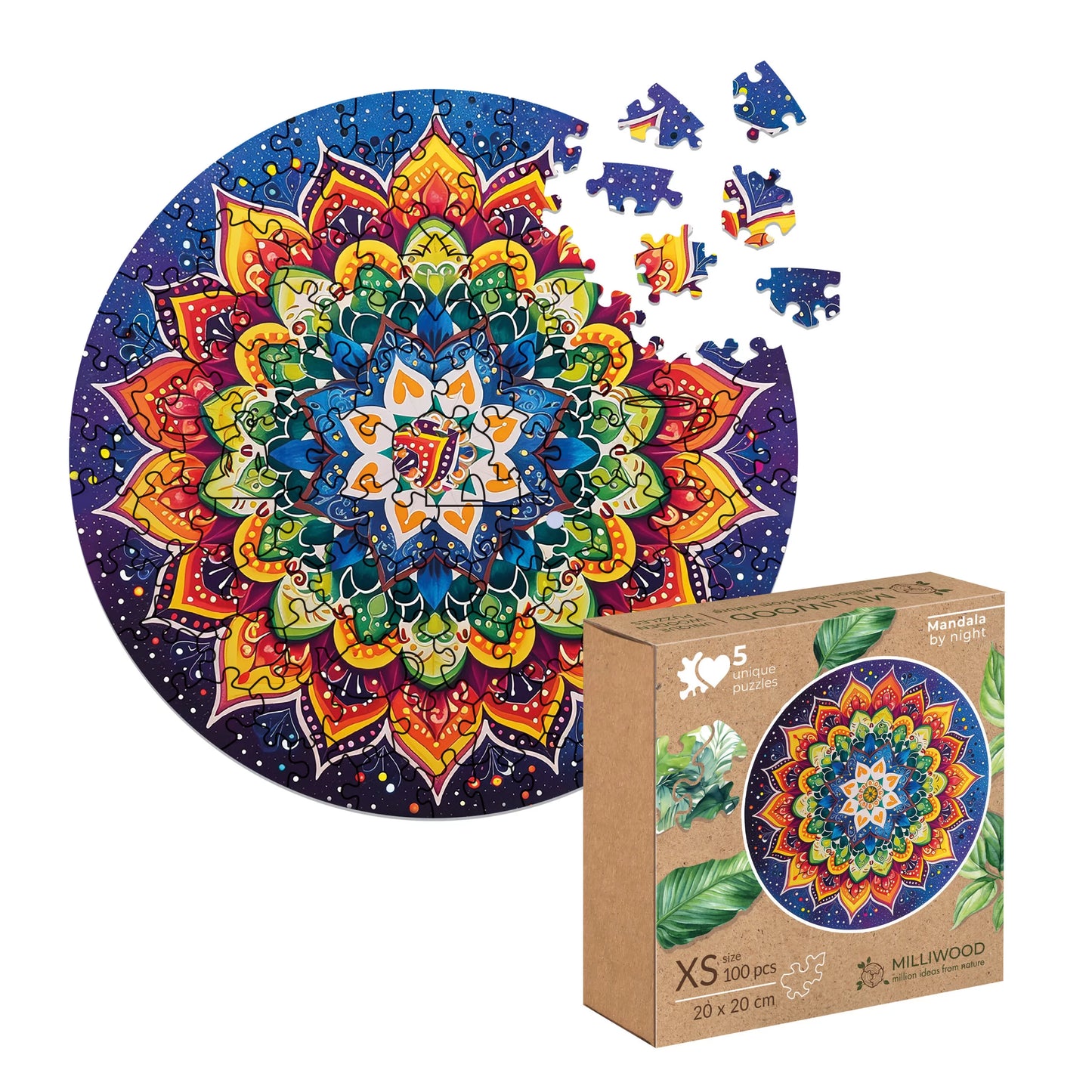 Milwood medinė dėlionė - Mandala by night  (100 detalių)