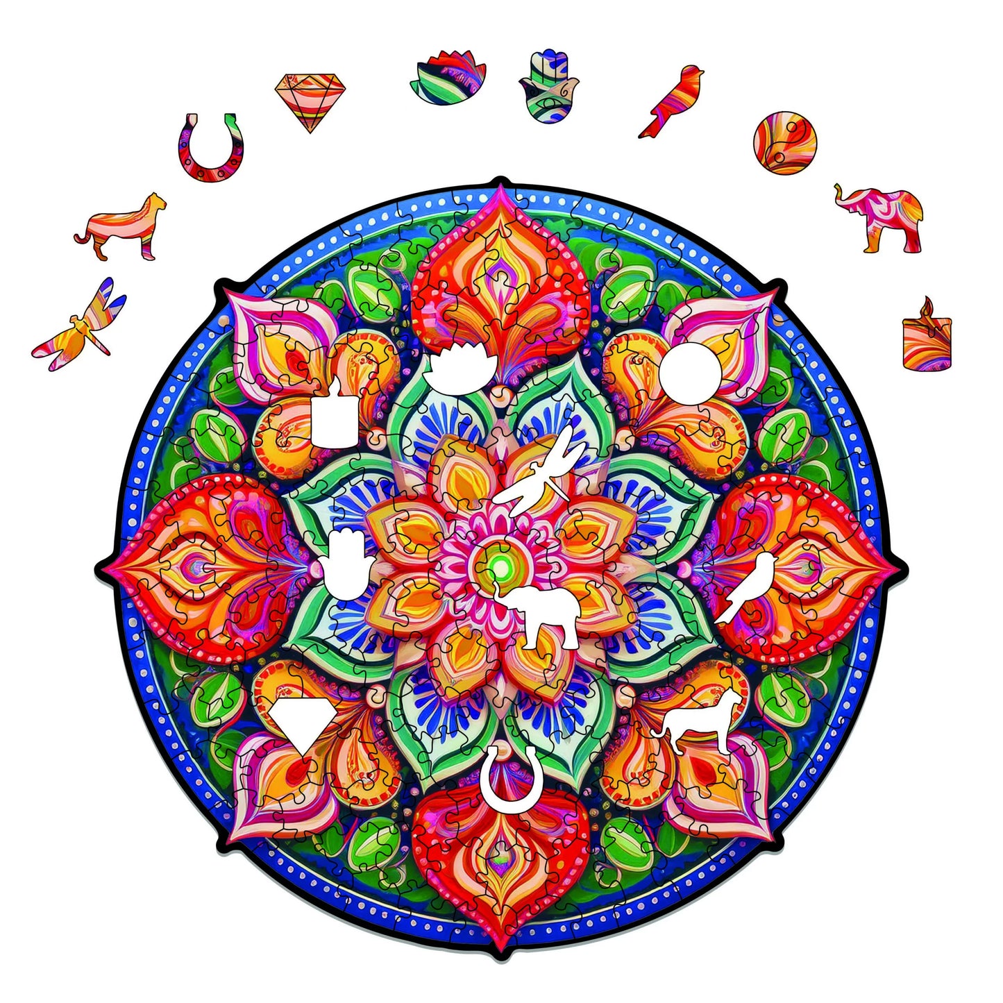 Milwood medinė dėlionė - Mandala full of green seeds (150 detalių)