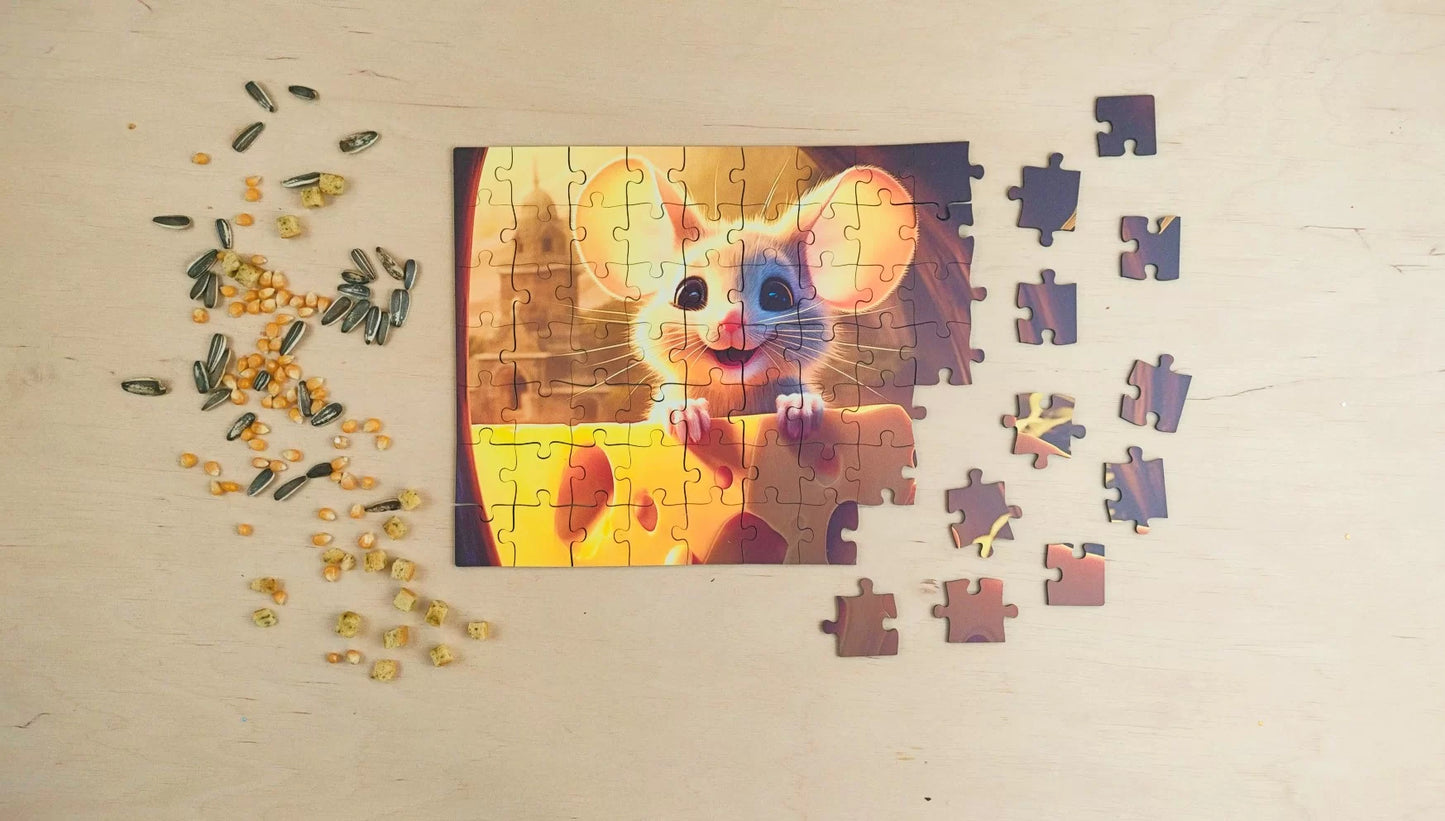 Milwood medinė dėlionė - Mouse with Cheese (70 detalių)