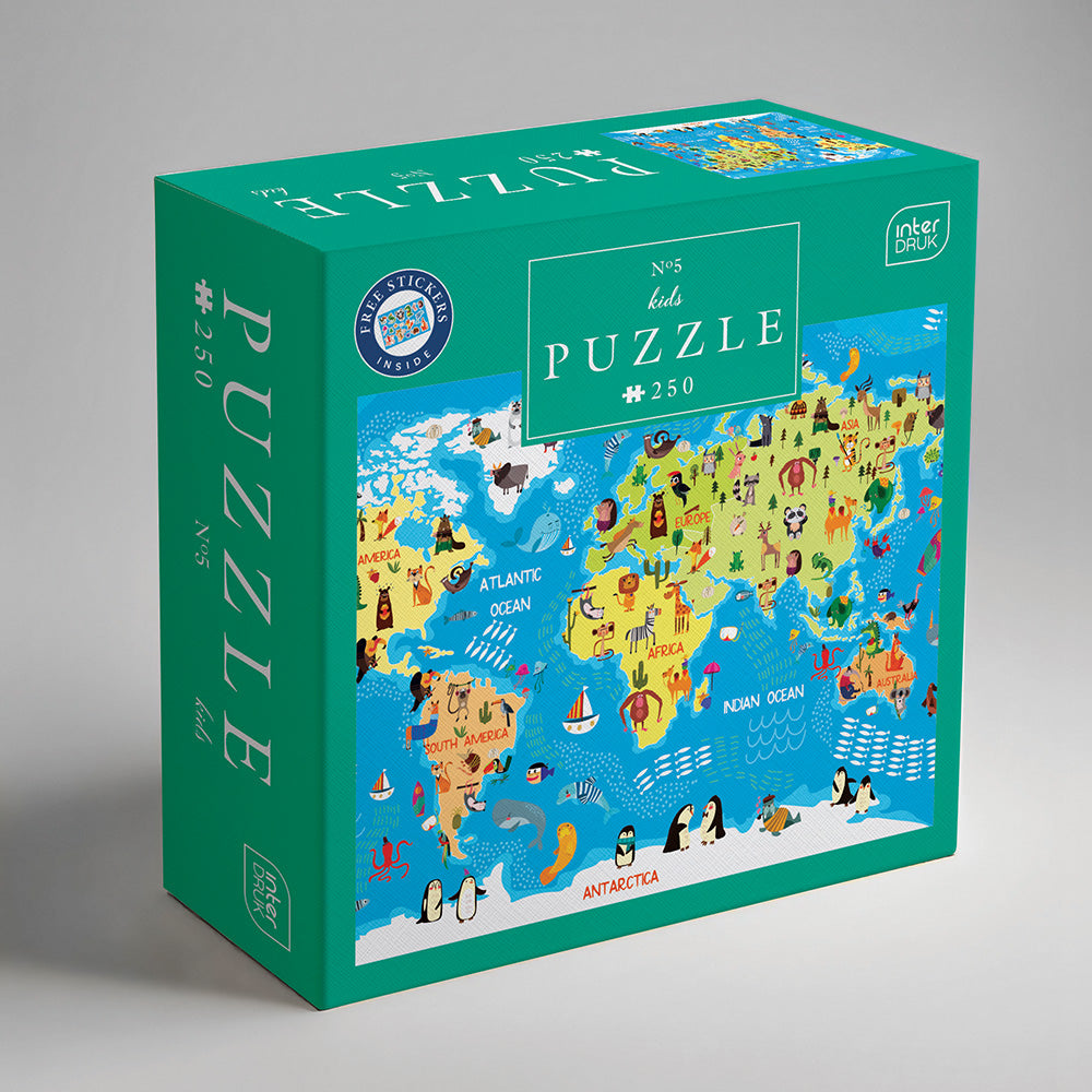 Interdruk -  Dėlionė  Kids 5 World Map (250 detalių)