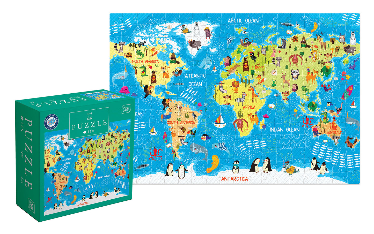 Interdruk -  Dėlionė  Kids 5 World Map (250 detalių)