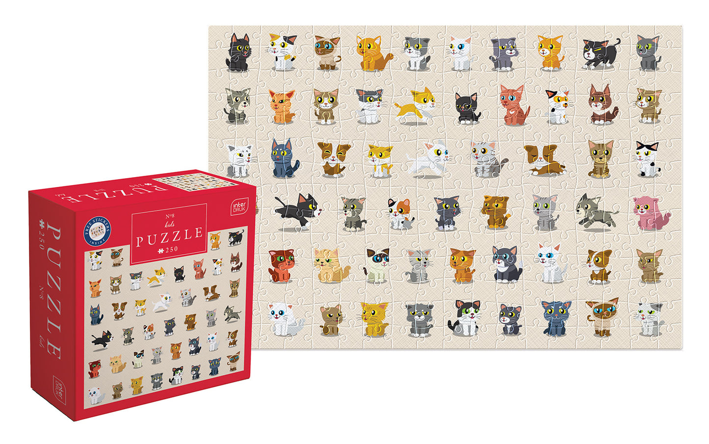 Interdruk -  Dėlionė Kids 8 Cats (250 detalių)