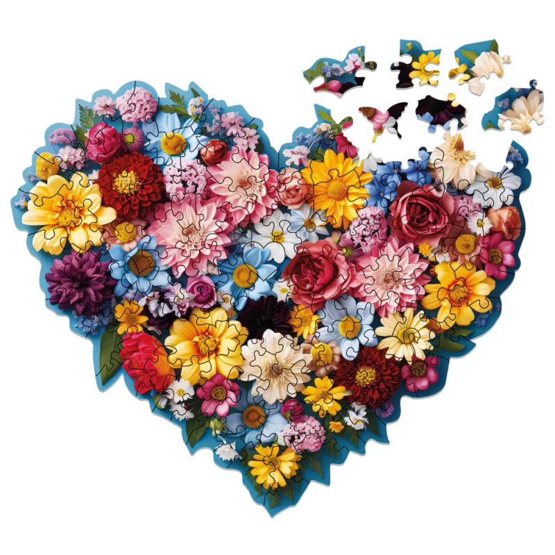 Milwood Medinė dėlionė -  Floral Heart (100 detalių)