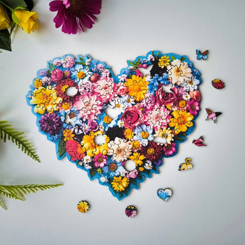 Milwood Medinė dėlionė -  Floral Heart (100 detalių)