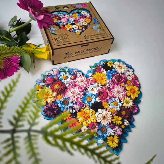 Milwood Medinė dėlionė -  Floral Heart (100 detalių)