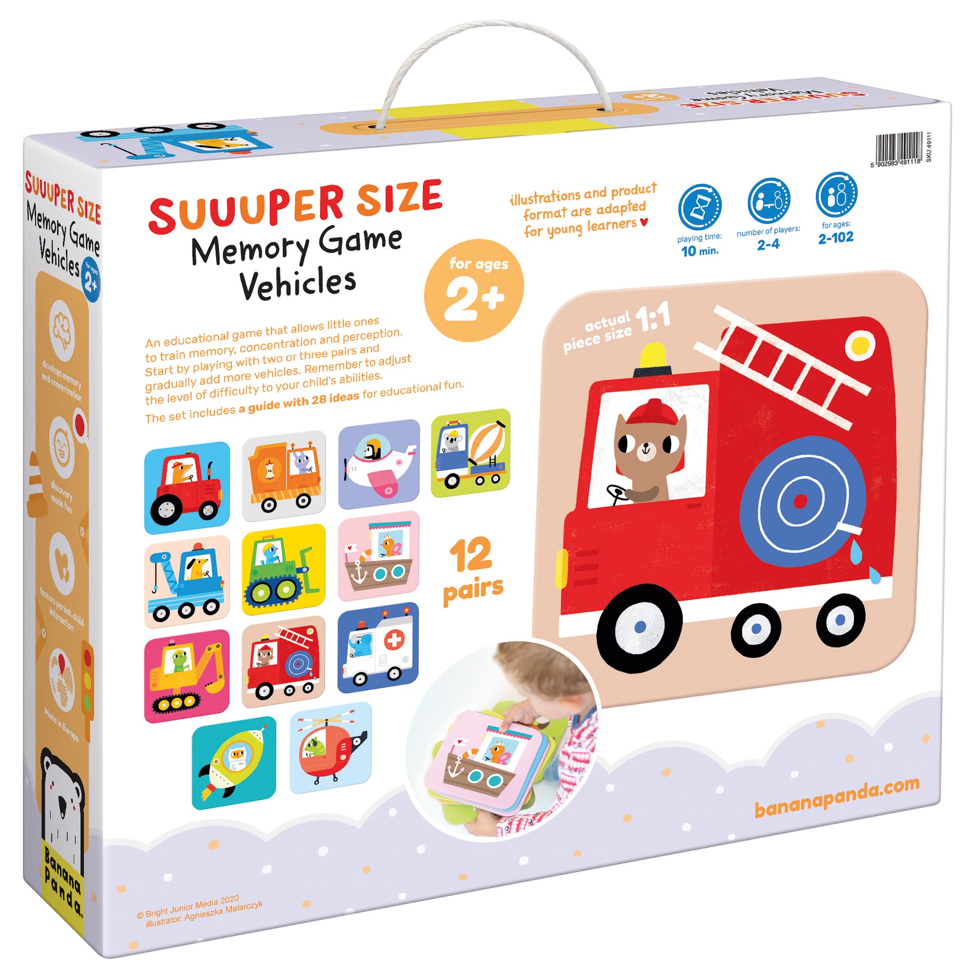 Atminties žaidimas Suuuper Size Memory Game Vehicles - Banana Panda